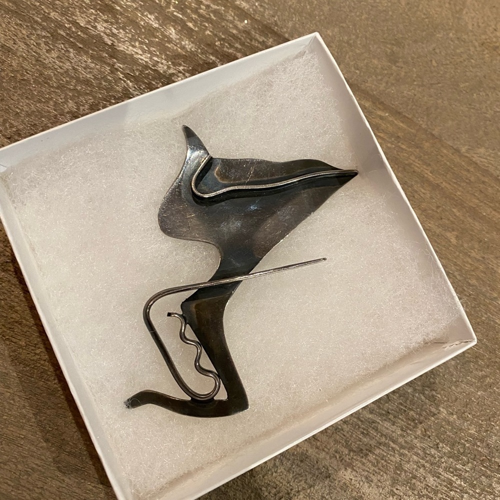 Vintage Brooch Sterling Silver Ed Wiener Signed Artist Piece modernist dancer - Picture 10 of 14
